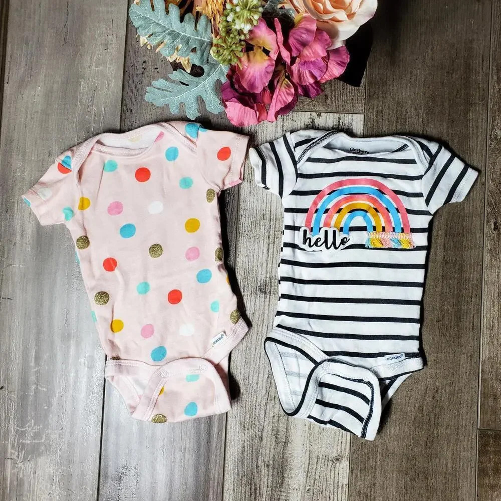 Gerber Colorful Baby Girl Newborn Onesie Bundle NB Organic Cotton